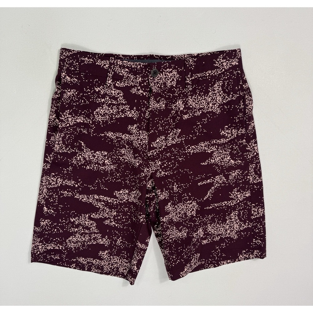 Under Armour Project Rock Men 30 Burgundy Pink Camo Athletic Gym Training Shorts